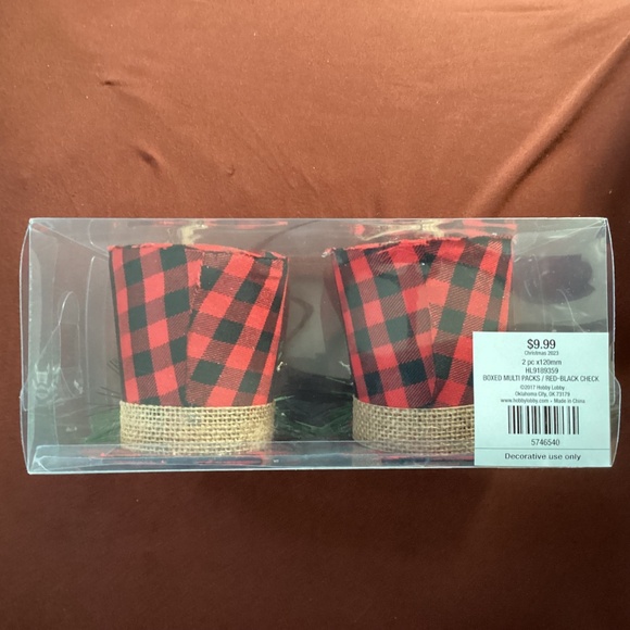 Christmas Decor Red Black Checkered Hats Shatter Proof  New with Tag - Picture 12 of 13